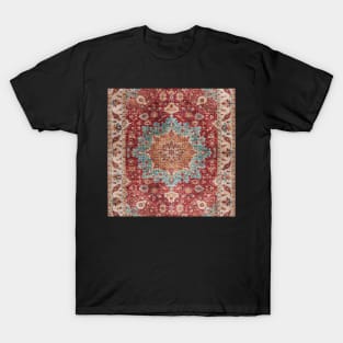 Distressed Vintage Medallion - Brick Red, Blue, Beige T-Shirt